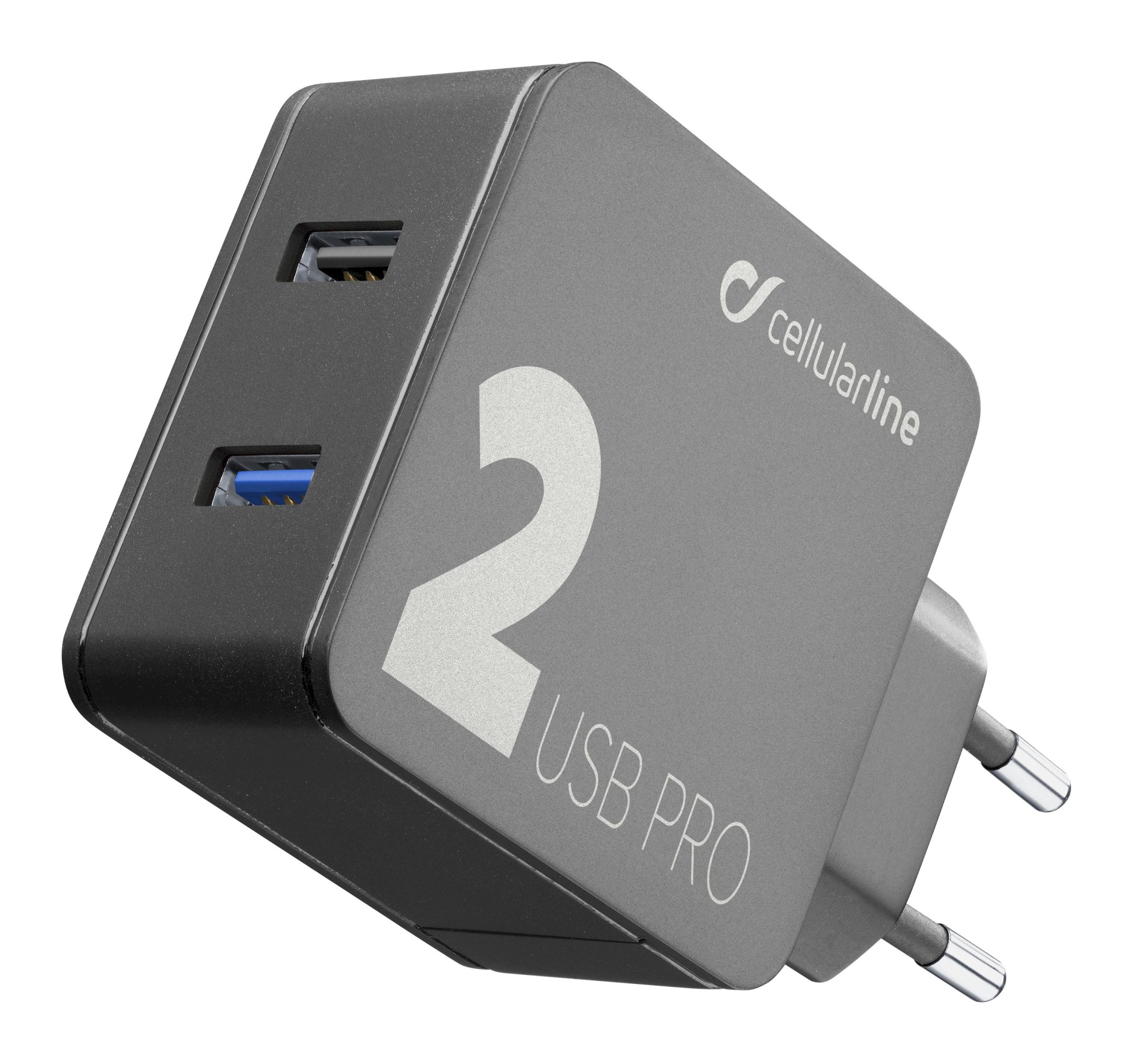 Travel charger, multipower 2 pro usb 18W QC +  12W, black