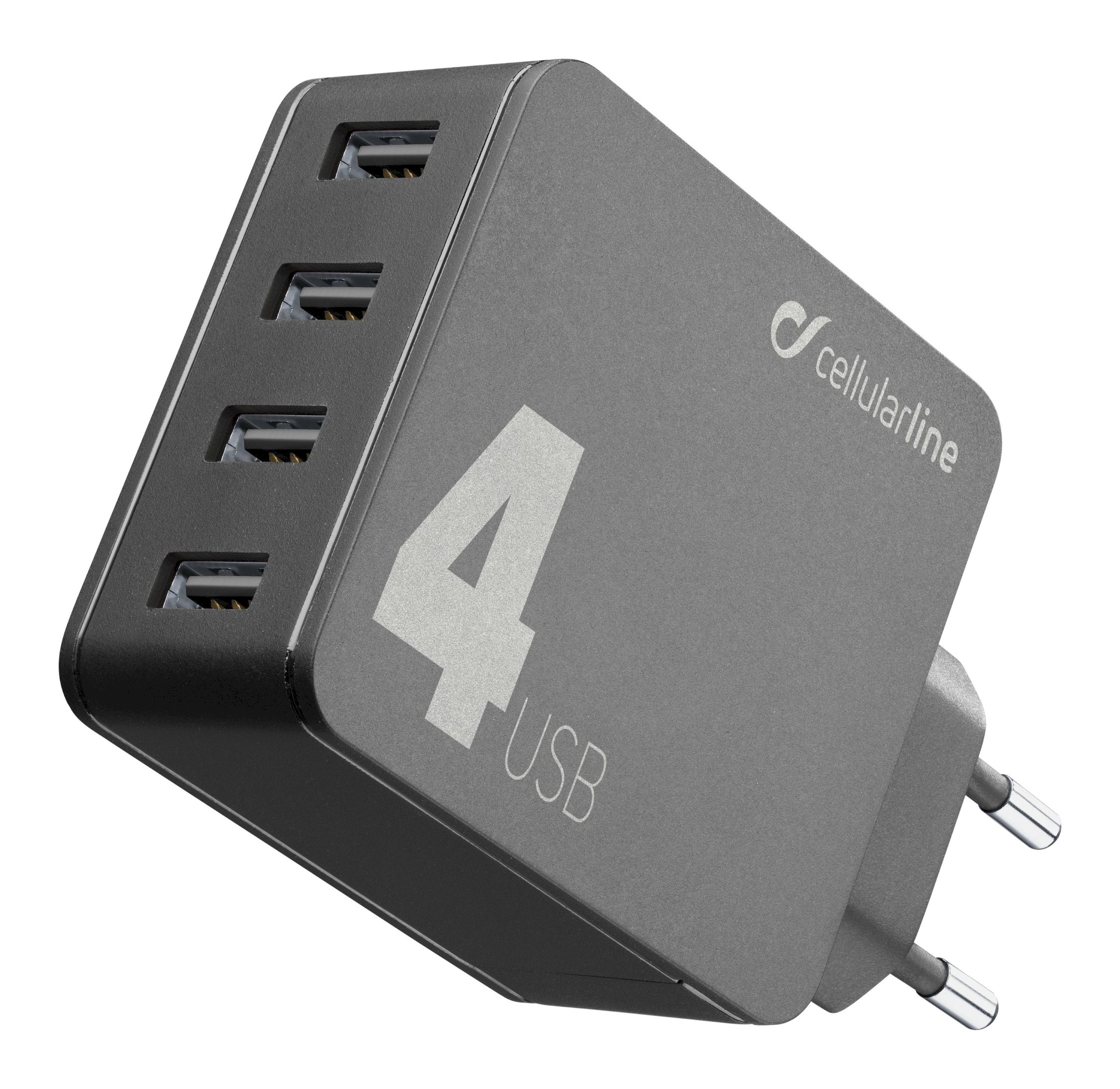 Travel charger, multipower 4 usb 42W, black