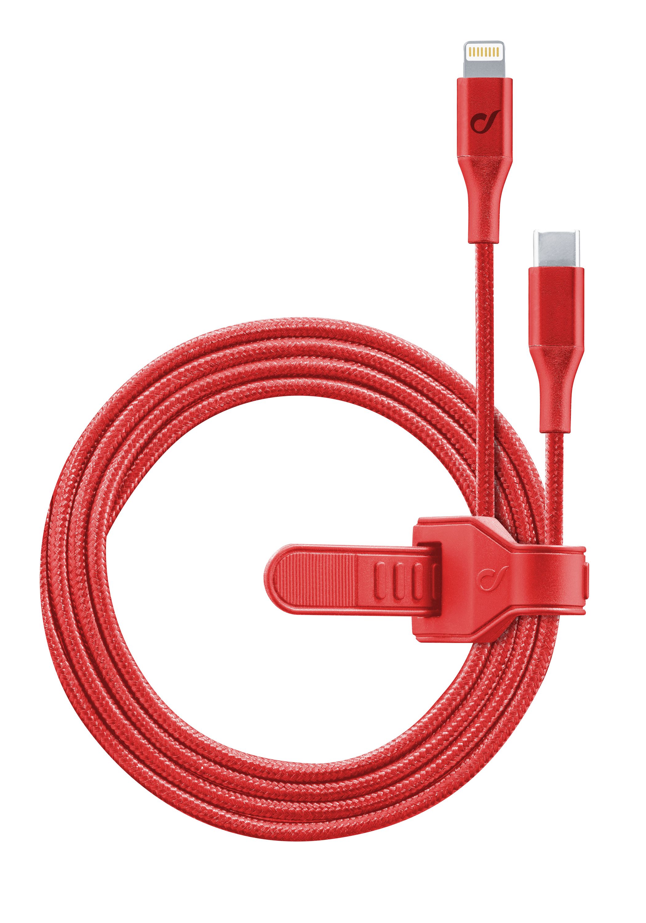 Usb cable, usb-c to lightning 1M, red