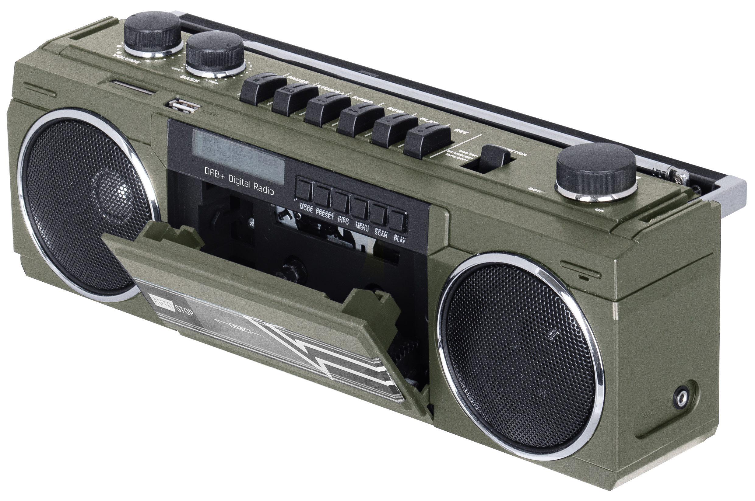 RR-511-DAB, retro boombox CASSETTE/FM/BT/USB, metal