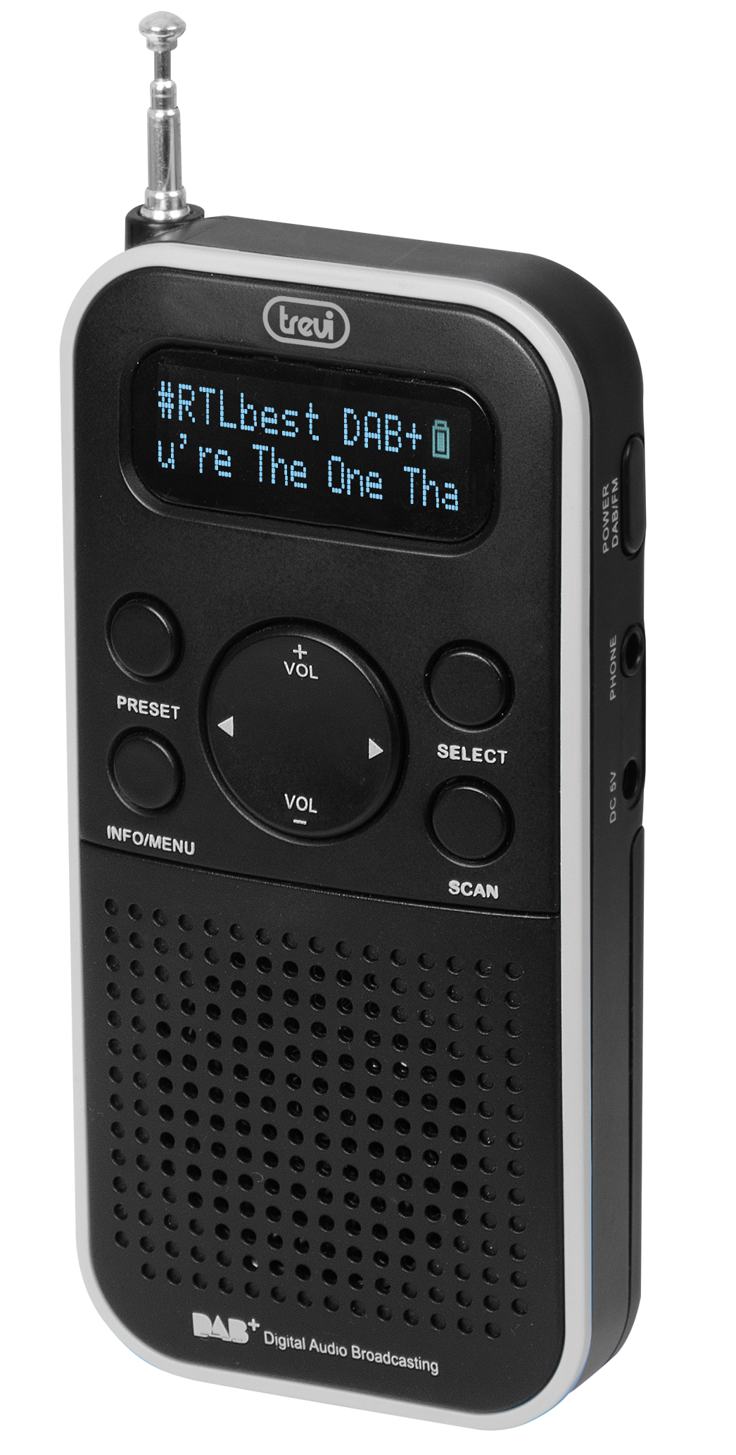 DAB-7F90-R, draagbare DAB-radio, zwart