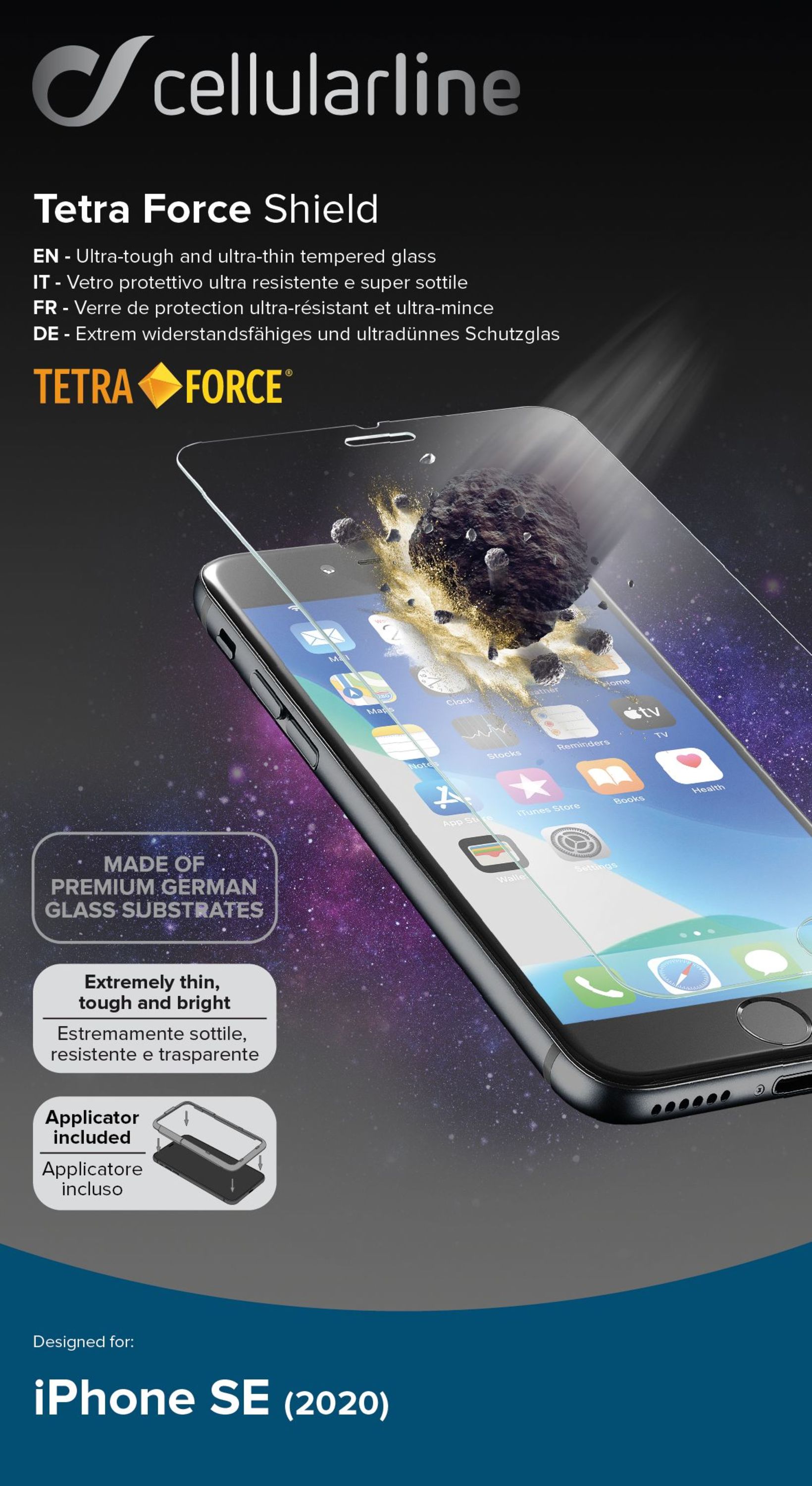 iPhone SE (2020), prot. d'cran tetraforce verre tremp, transparent