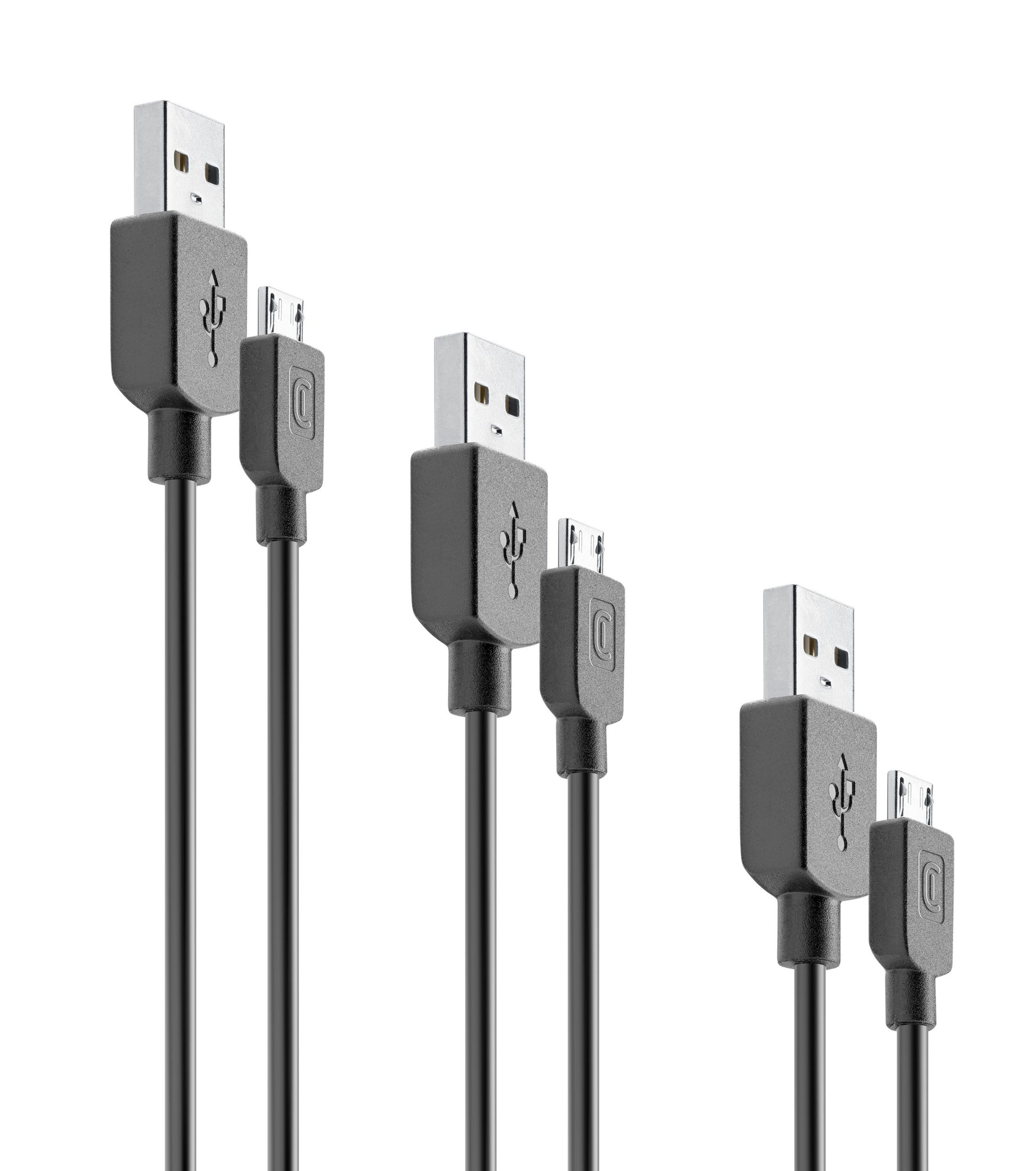 Data cable multipack, 3x micro usb, black