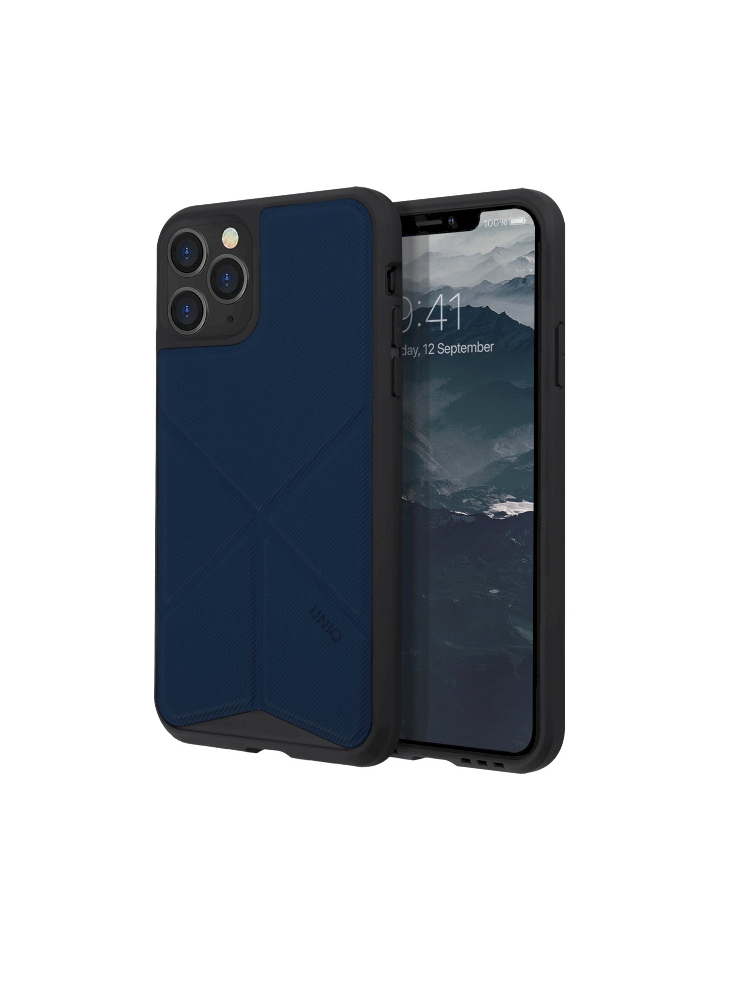 iPhone 11 Pro, hoesje transforma, stand up navy panther, blauw