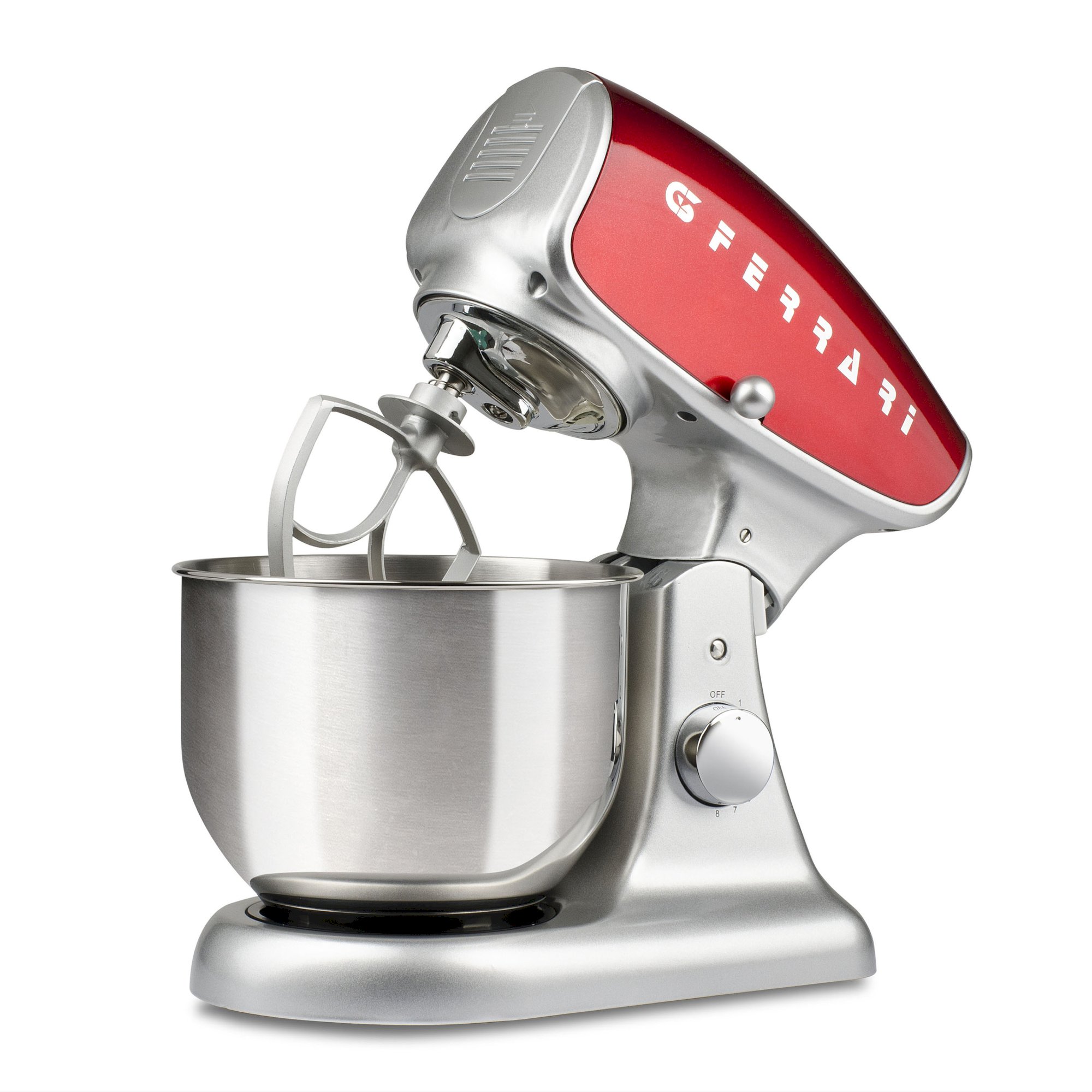 G2007506, Pastaio Deluxe, stand mixer, 5,2L, 1200W, zilver/rood