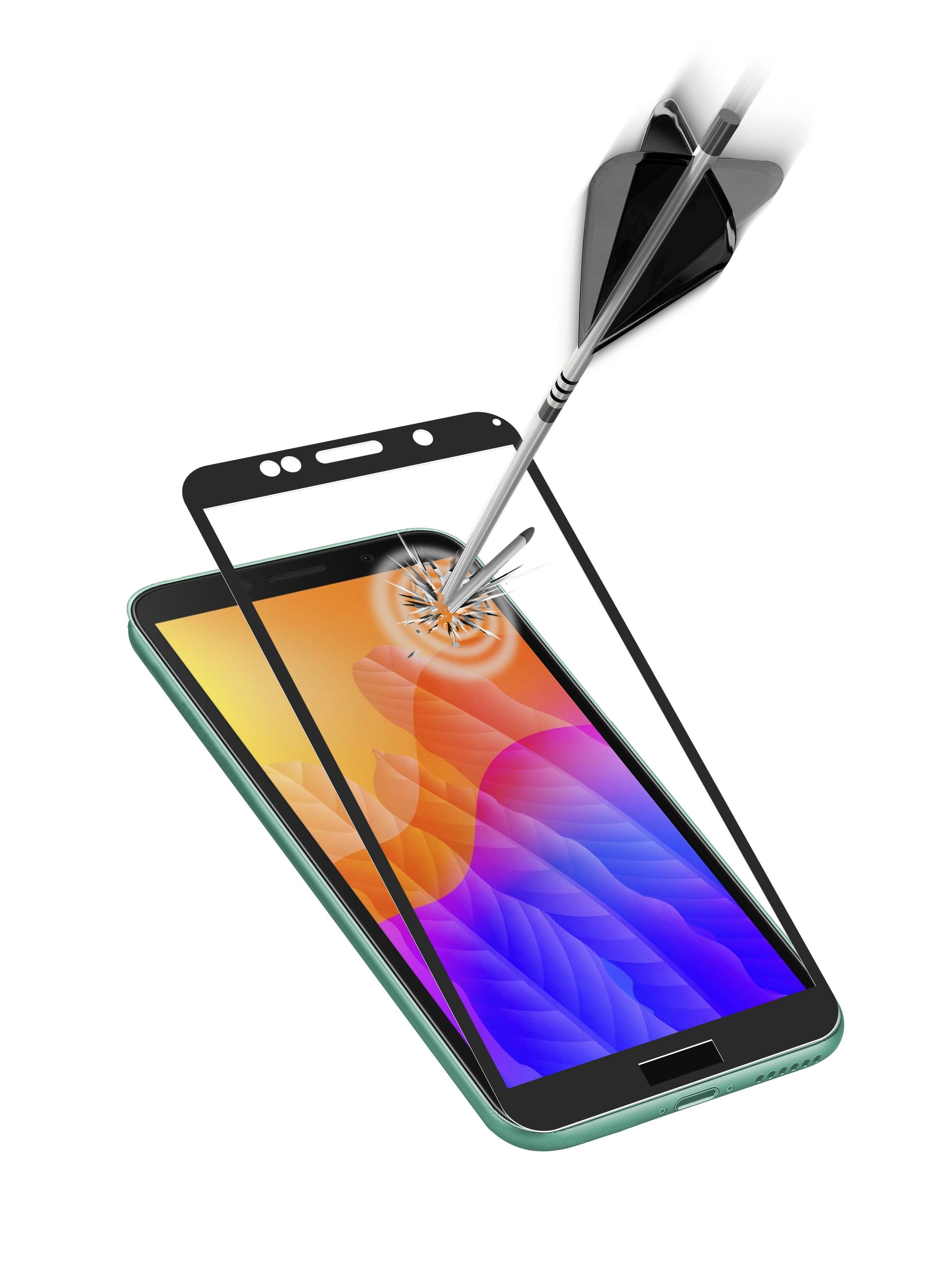 Huawei Y5P (2020), prot. d'cran verre tremp, capsule, noir