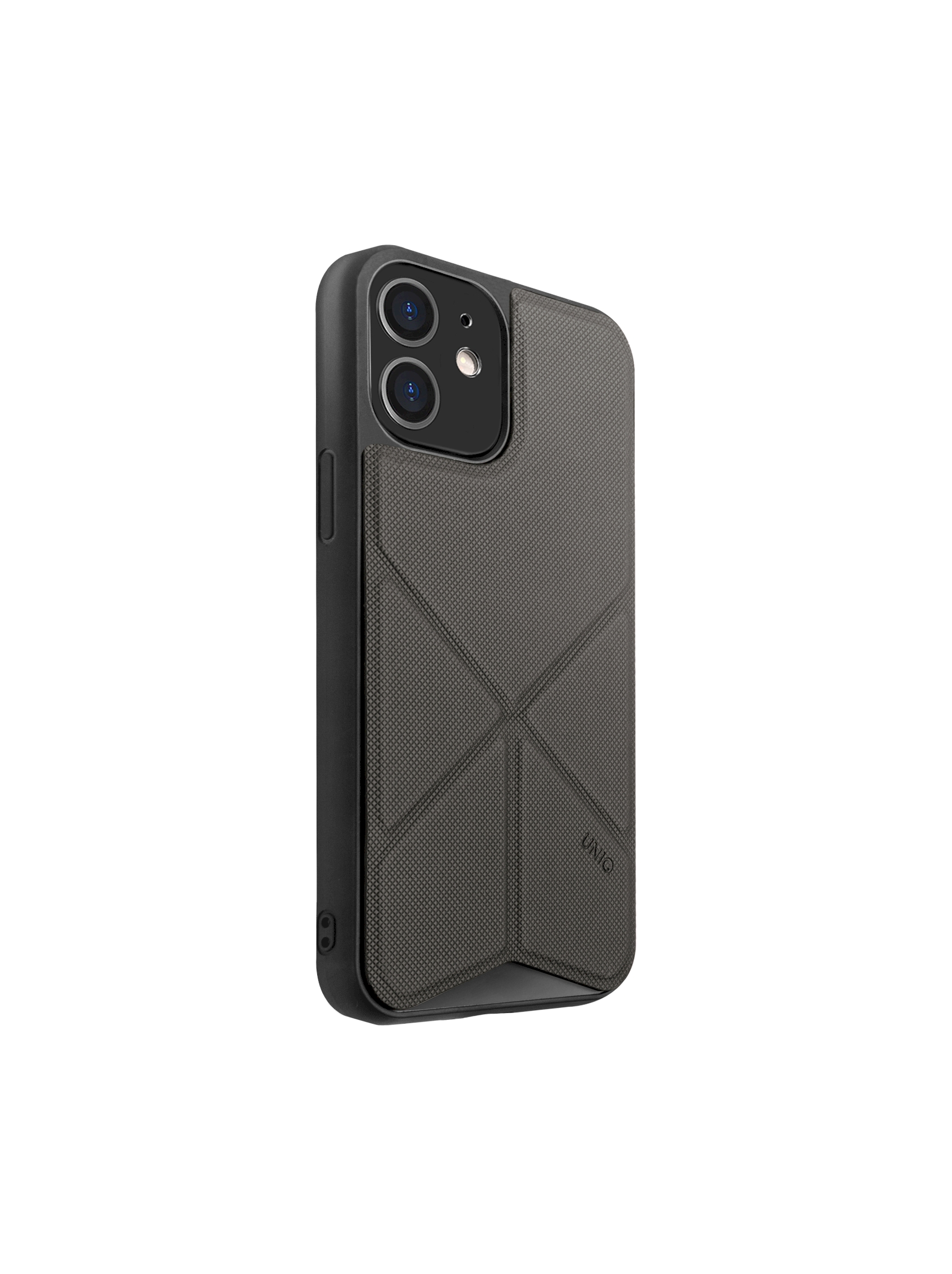 iPhone 12 Mini, housse transforma, stand up charcoal, gris