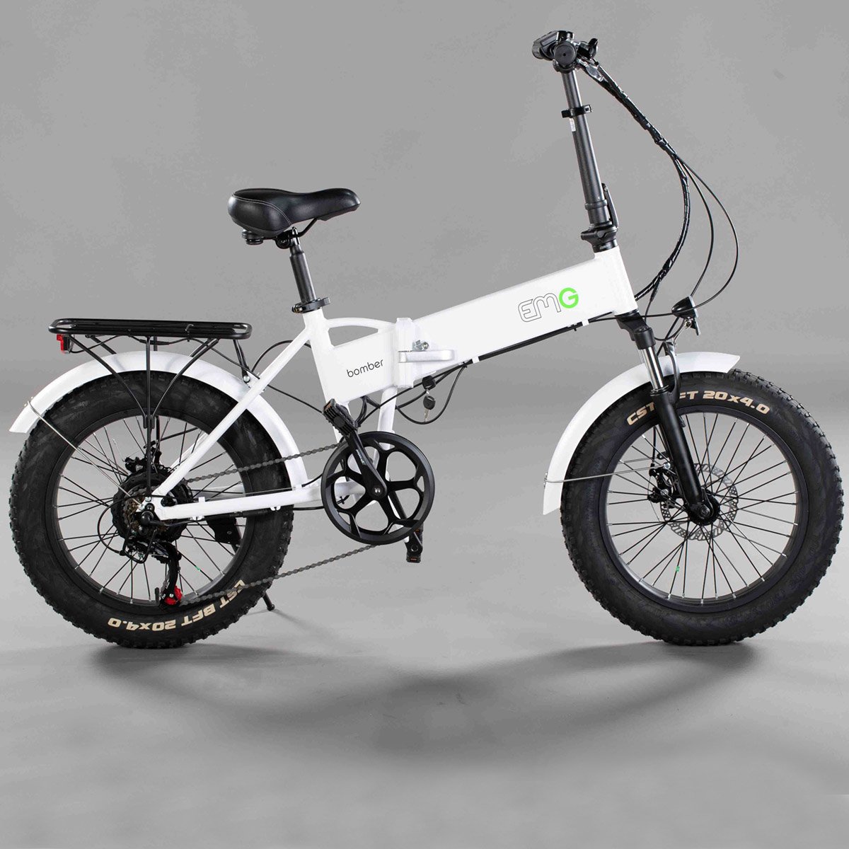 Bomber, electrical bike, foldable, 20" fat tires, white