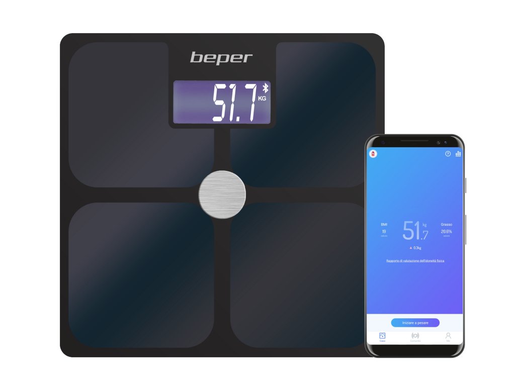 P303BIP050, electrical impedance body scale with app, black