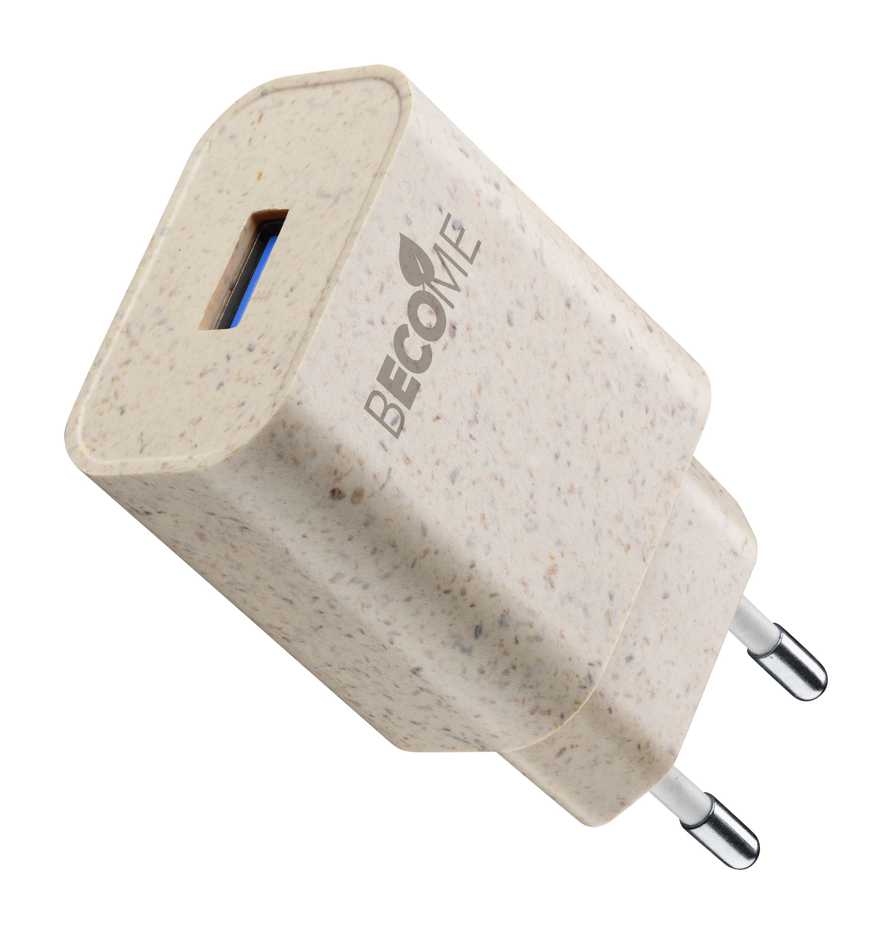 Travel charger, become eco, 12W usb, beige