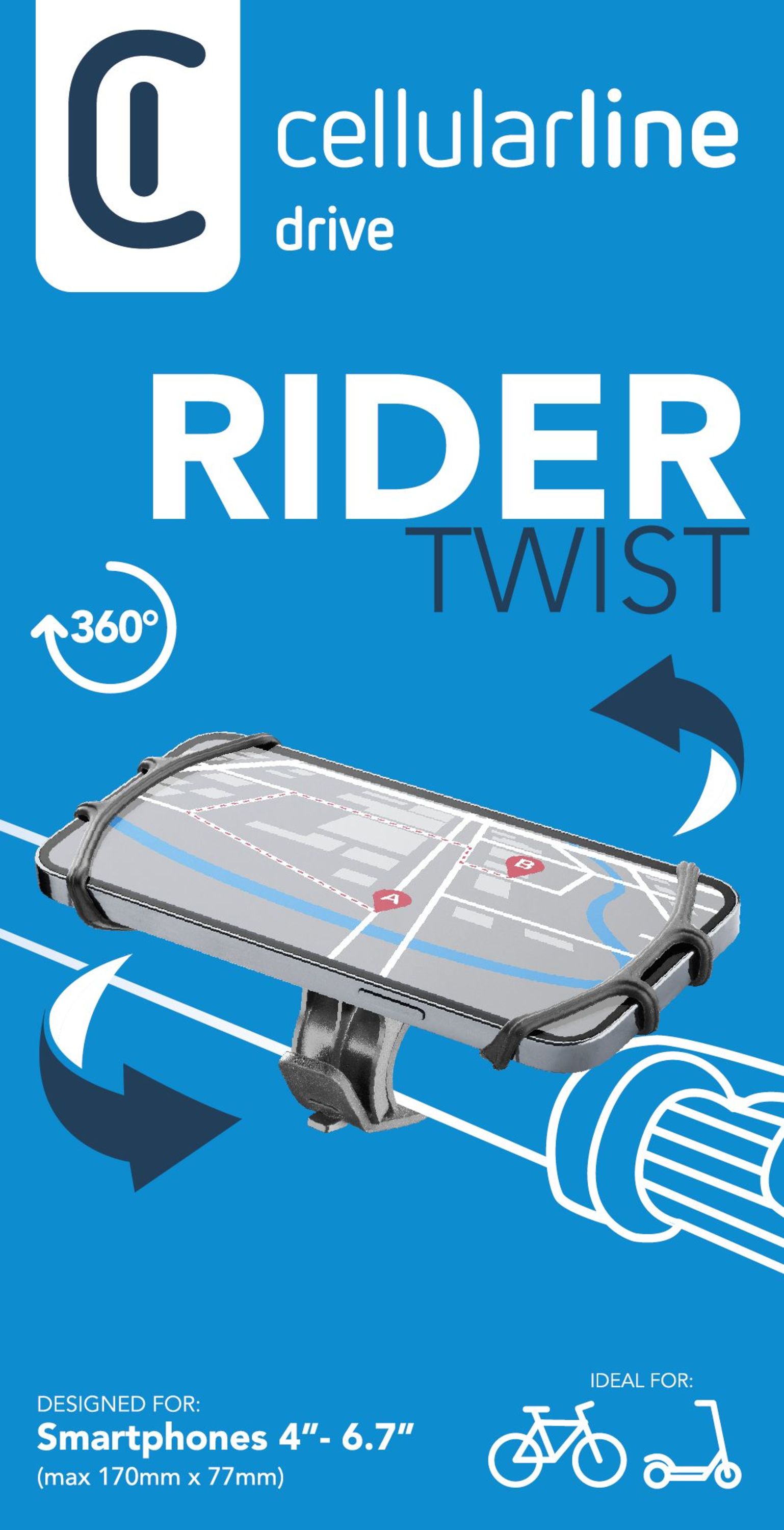 Bike holder, Rider twist, handlebar holder 360, black