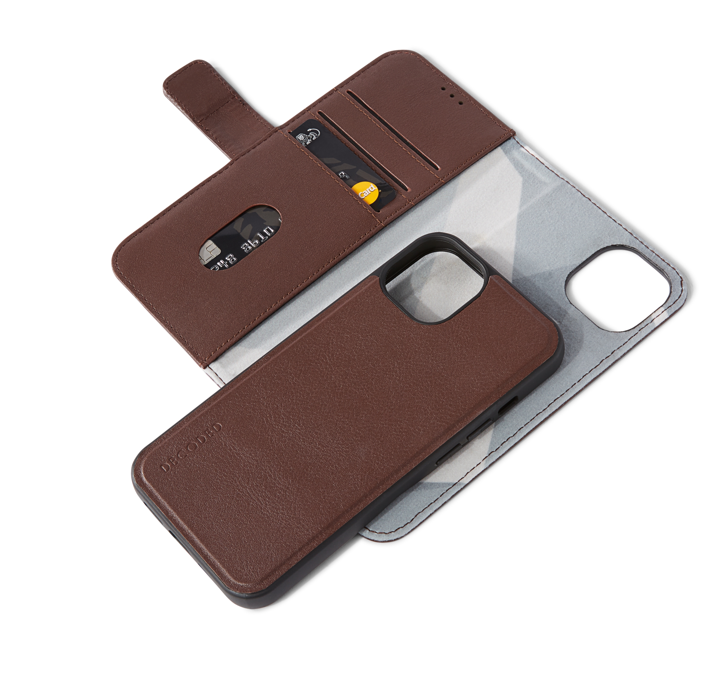 iPhone 13, leather wallet magnetic magsafe, chocolate brown